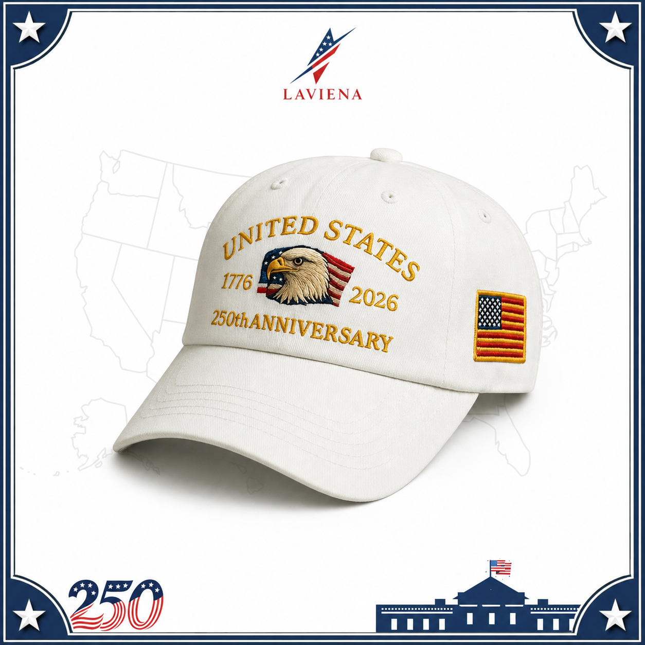 Laviena Eagle & Liberty USA 250th Anniversary Embroidered Cap