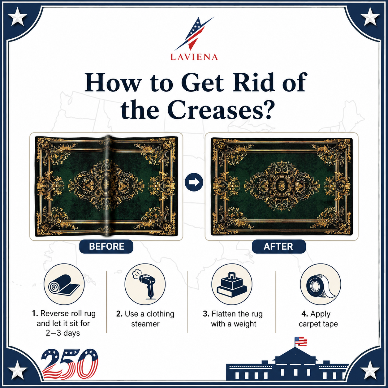 USA 250th Celebration Area Rug Decoration Home Blue Non-slip Living Room Large Rugs Office Study Pile Fabric Floor Mat American