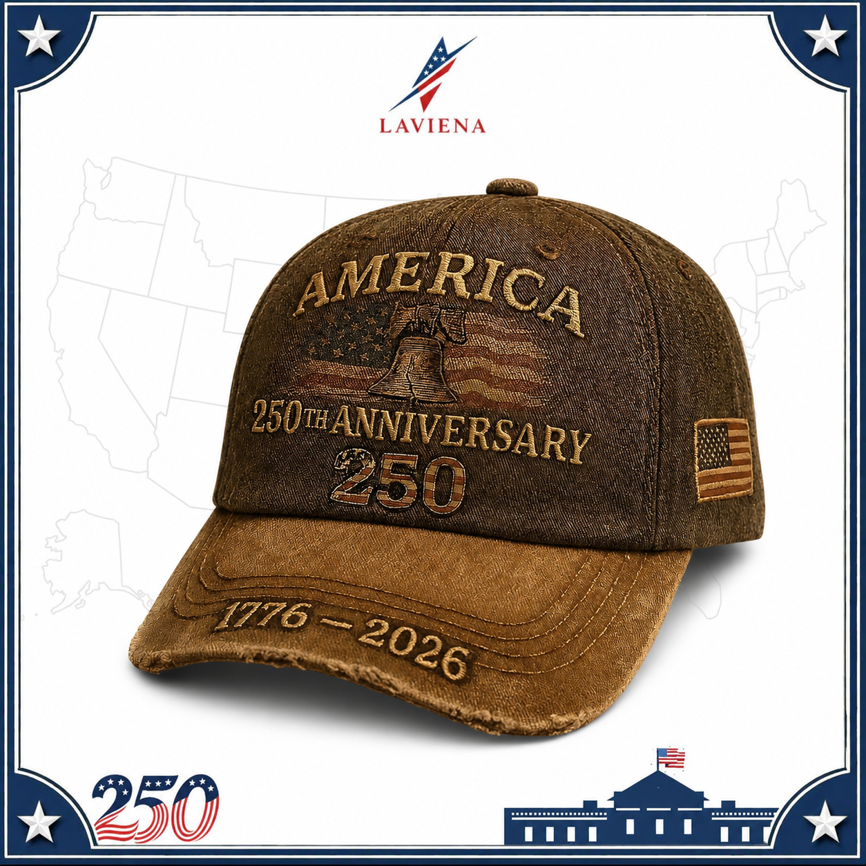 Laviena Liberty Bell USA 250th Anniversary Baseball Cap