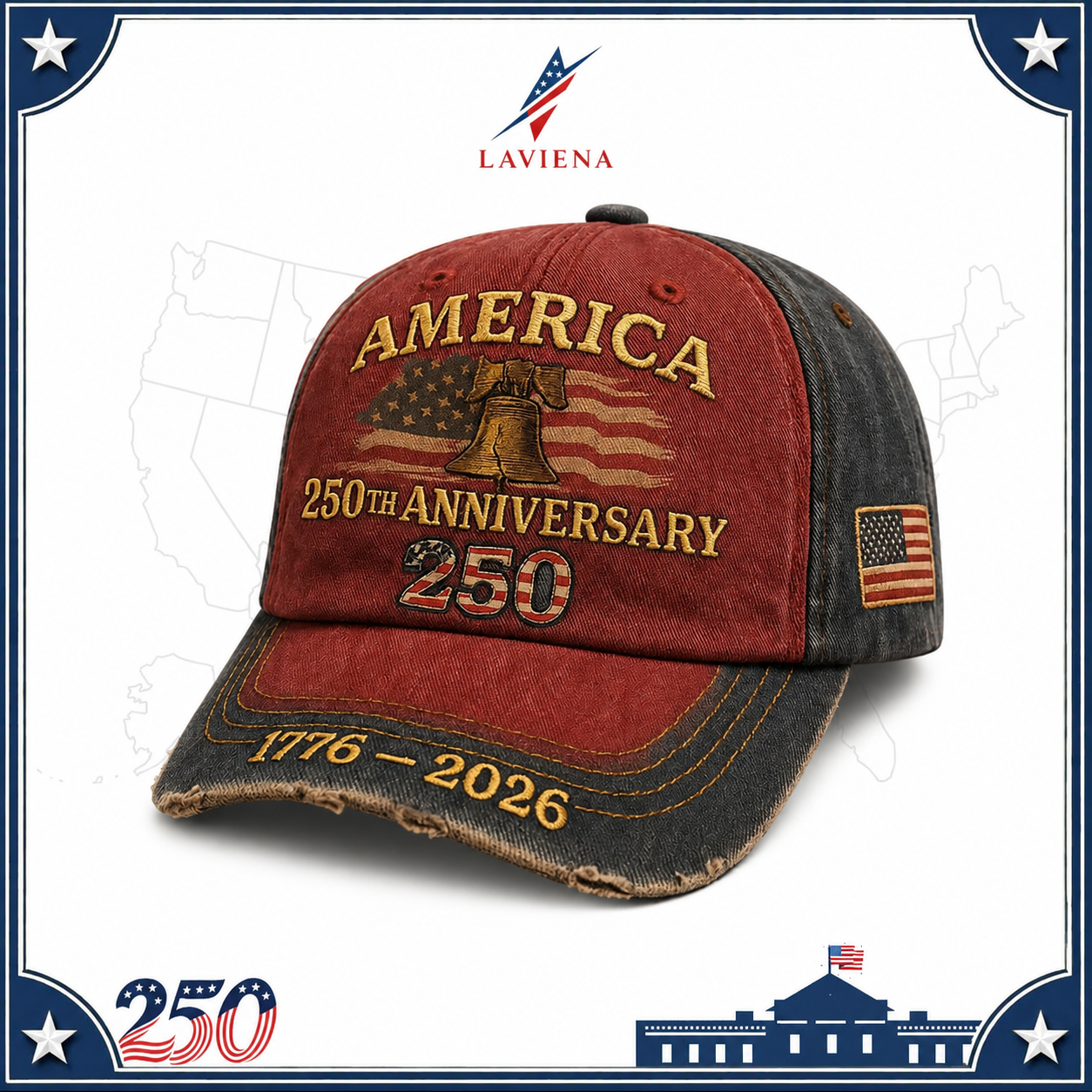 Laviena Liberty Bell USA 250th Anniversary Baseball Cap