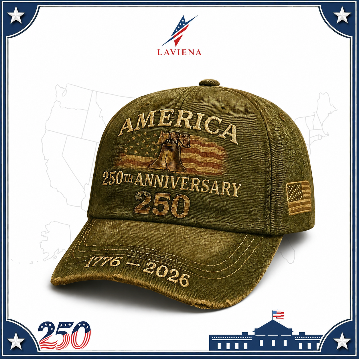 Laviena Liberty Bell USA 250th Anniversary Baseball Cap