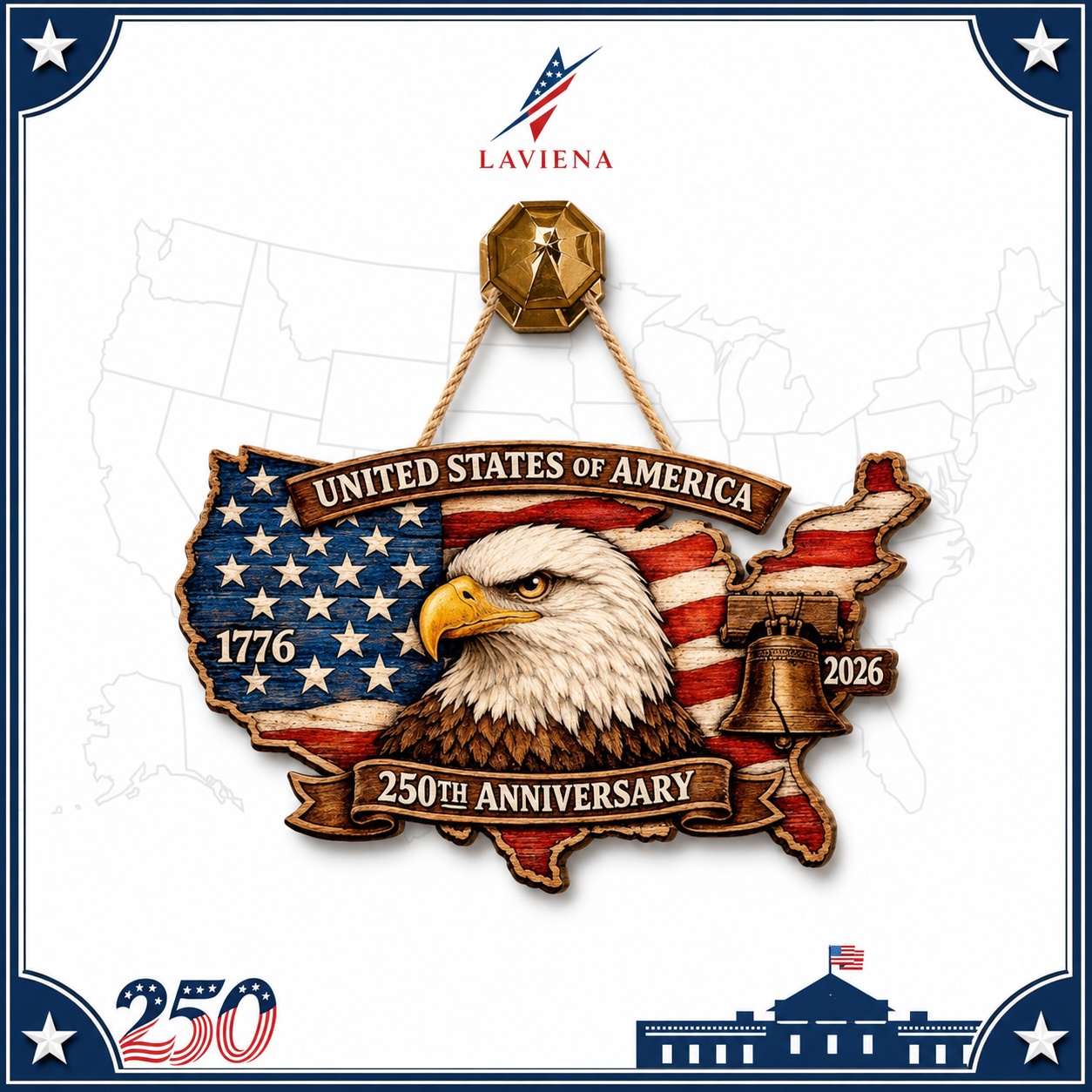 Laviena America 250th Patriotic Wooden Door Wreath