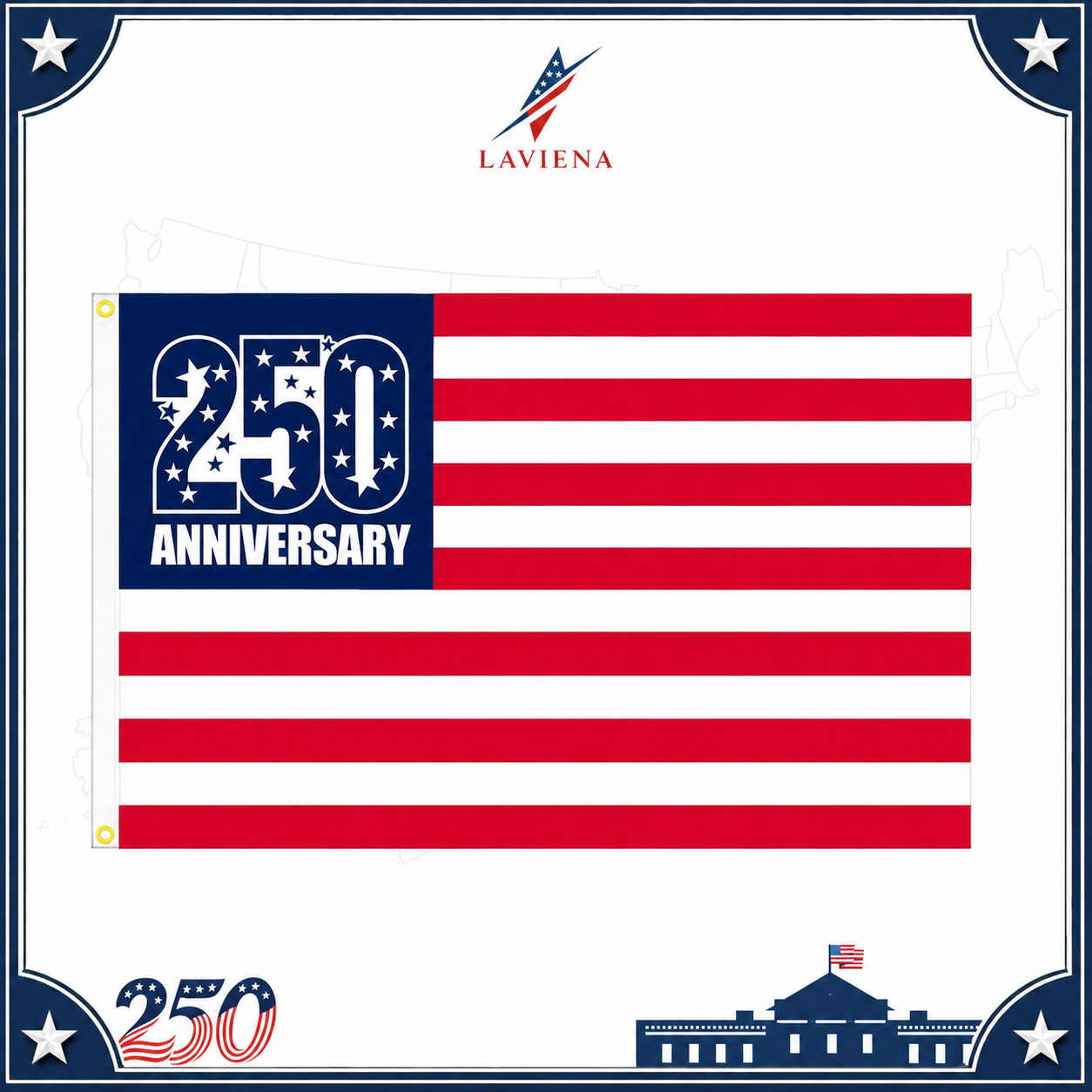 Laviena USA 250th Anniversary Patriotic Flag Backdrop Banner