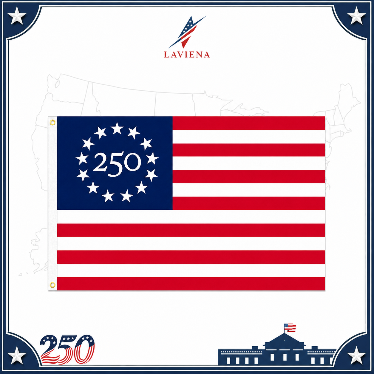 Laviena USA 250th Anniversary Patriotic Flag Backdrop Banner