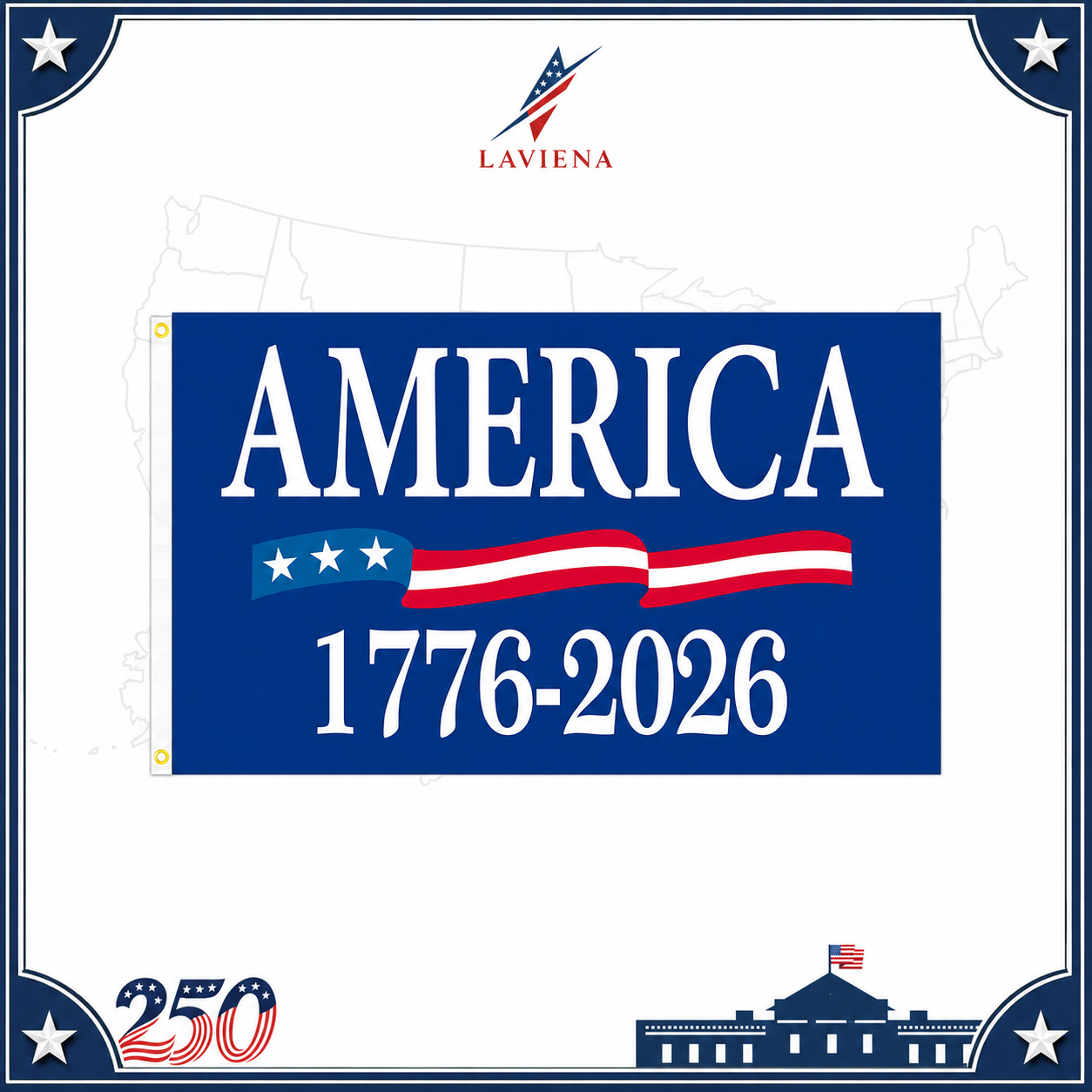 Laviena USA 250th Anniversary Patriotic Flag Backdrop Banner