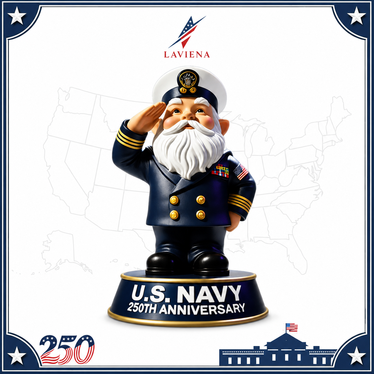 Laviena America 250th Military Tribute Gnome Statue