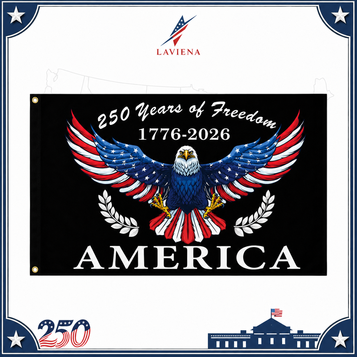 Laviena USA 250th Anniversary Patriotic Flag Backdrop Banner