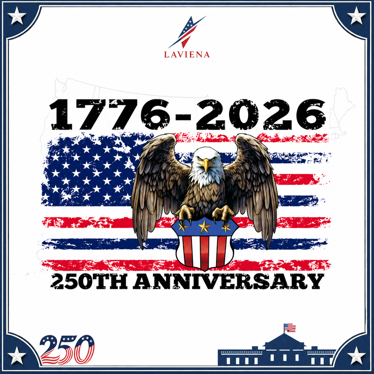 Laviena USA 250th Anniversary Patriotic Flag Backdrop Banner