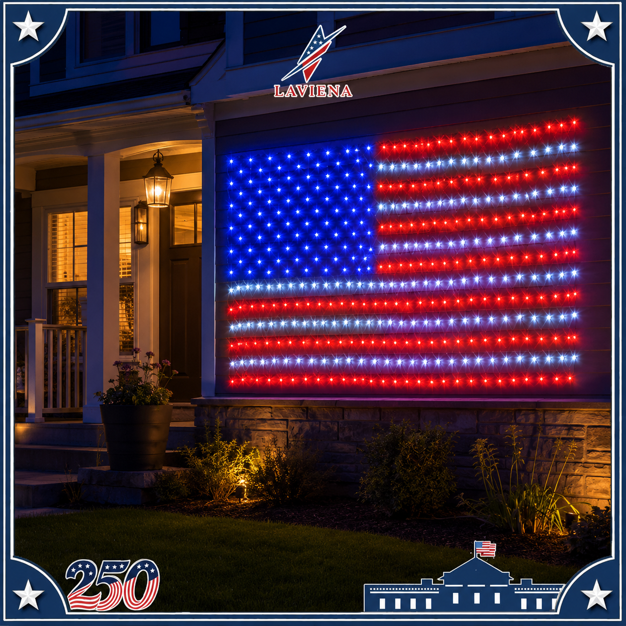 Laviena American Flag LED Net Light 2m x 1m