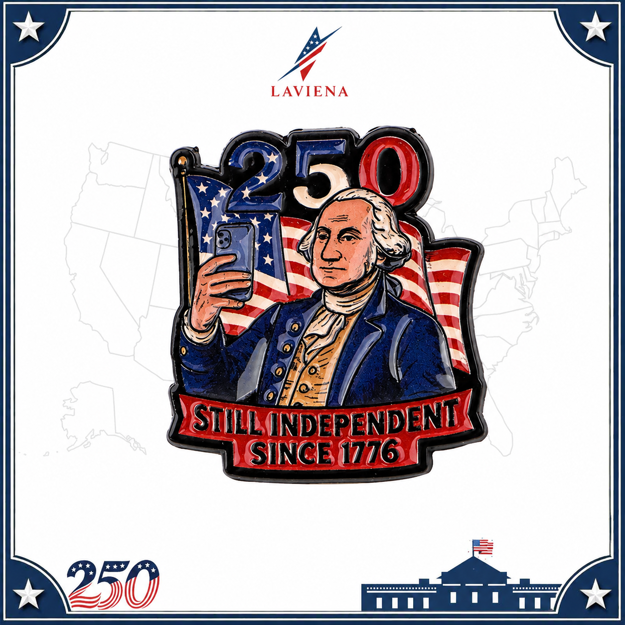 Laviena Patriotic Anniversary Heart Brooch Pin