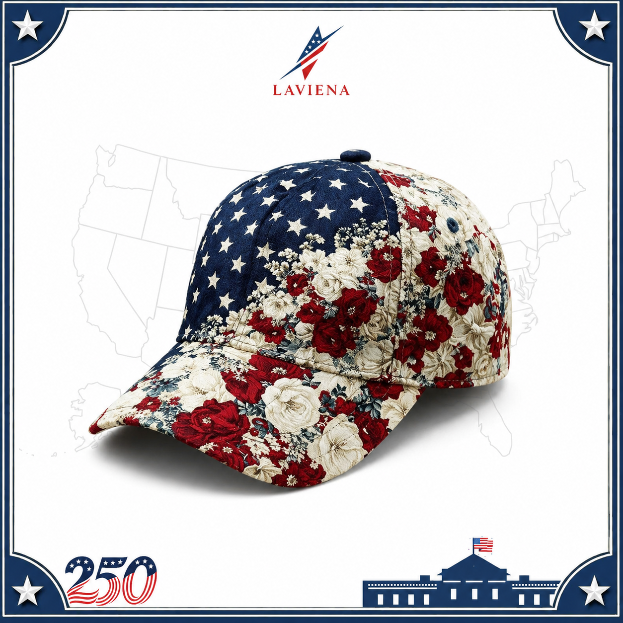 Laviena USA 250th Anniversary 3D Graphic Patriotic Baseball Cap