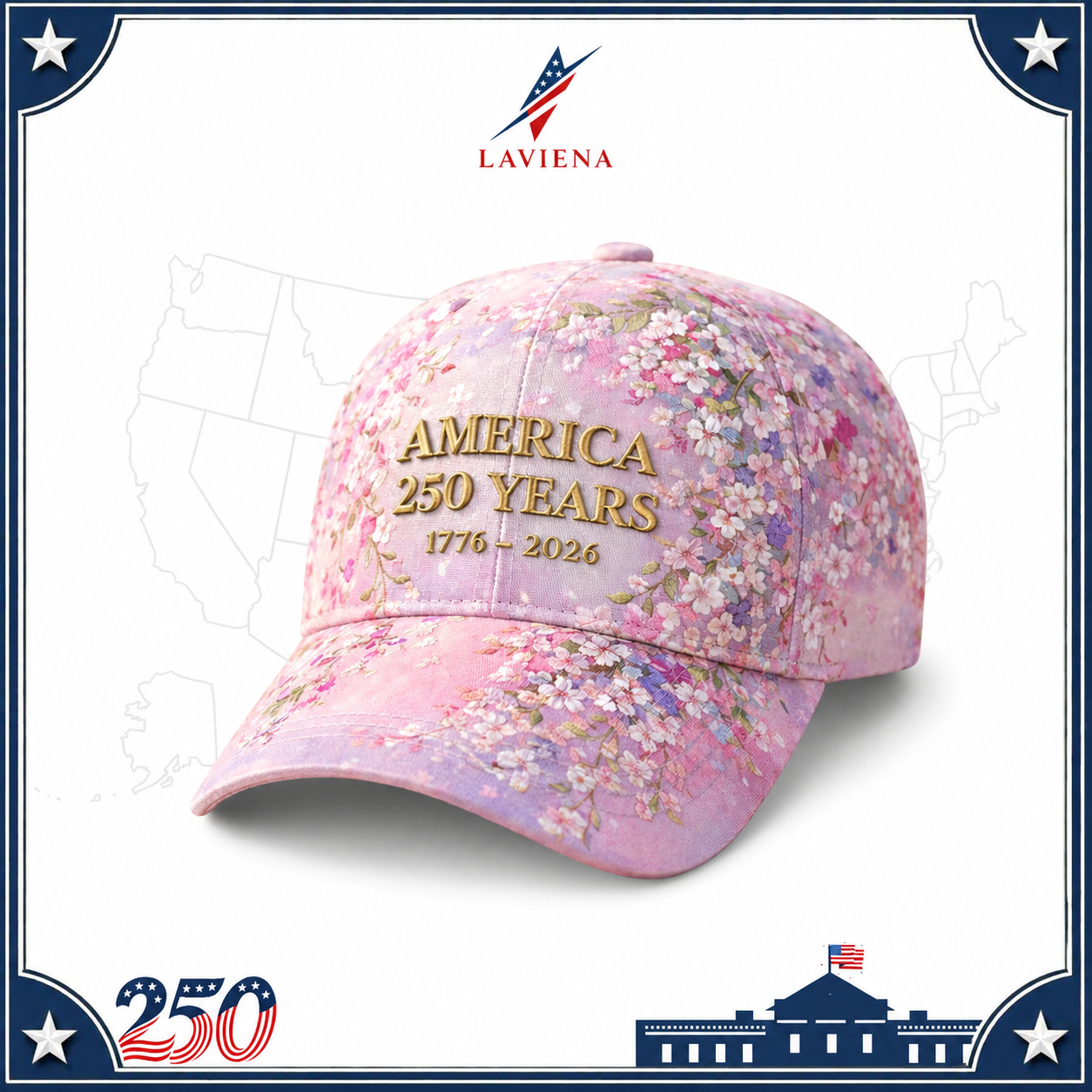 Laviena USA 250th Anniversary 3D Graphic Patriotic Baseball Cap