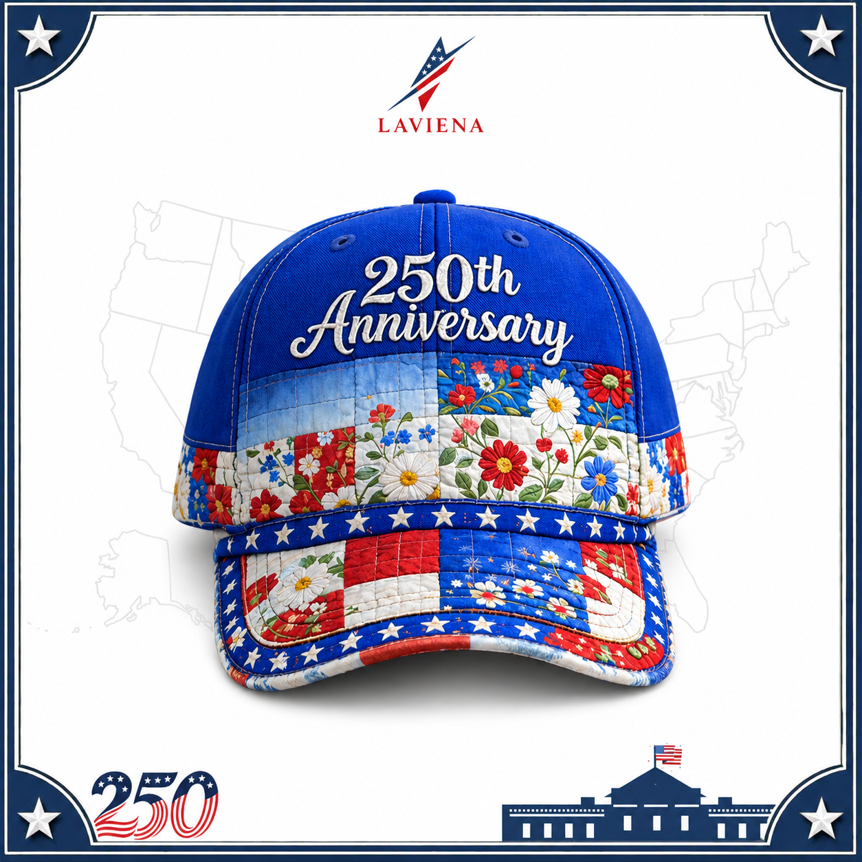 Laviena USA 250th Anniversary 3D Graphic Patriotic Baseball Cap