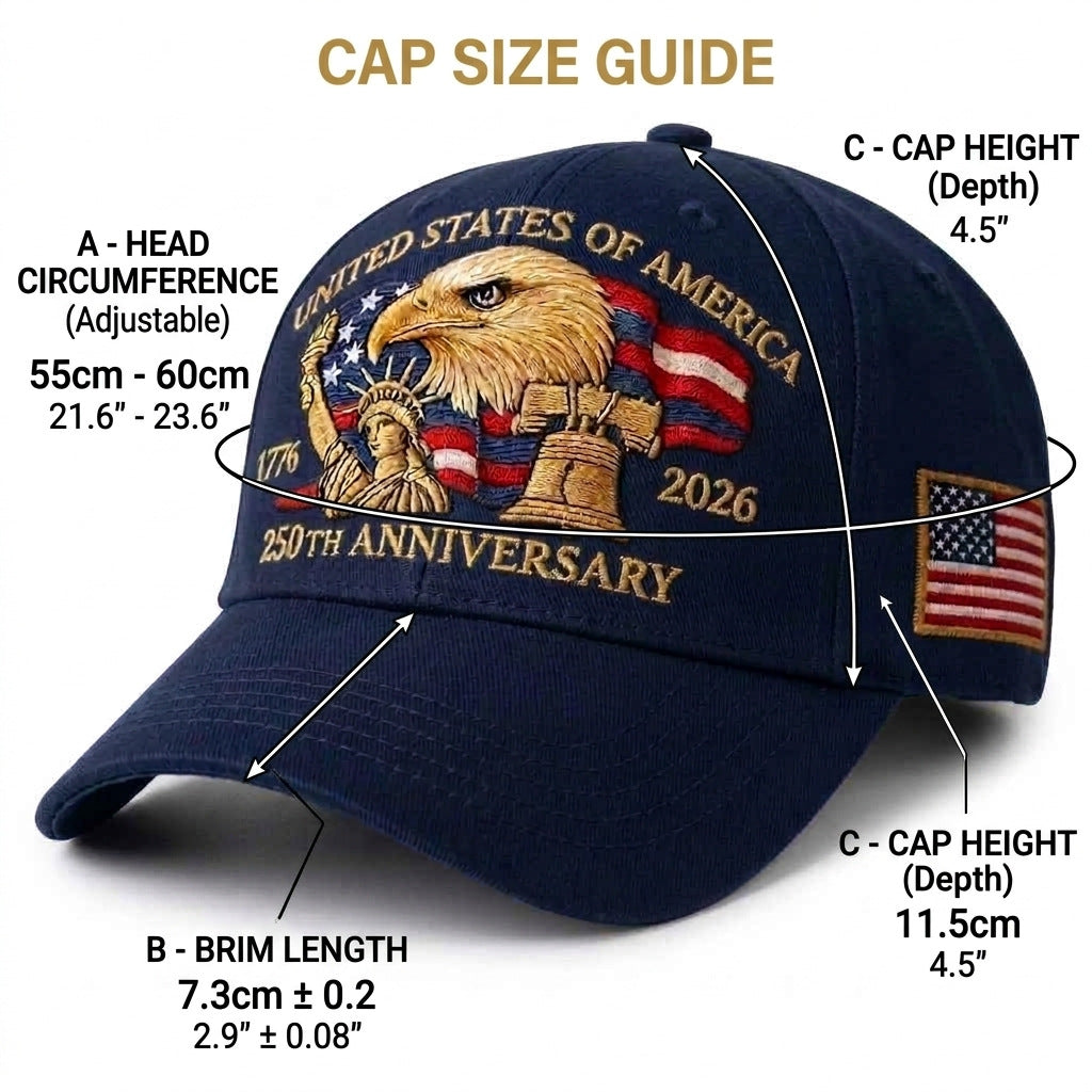 Laviena Eagle & Liberty USA 250th Anniversary Embroidered Cap